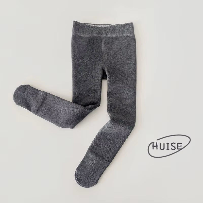 Kids Pants Solid Girls Tights Fur Lining Pantyhose High Elastic Girl Skinny Leggings for 3-12Y