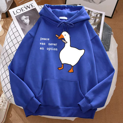 Peace Was Never an Option Printed Sweatshirt Men Street Oversize Autumn Hooded Hipster Soft Hoodies Hip Hop Warm Sportswears