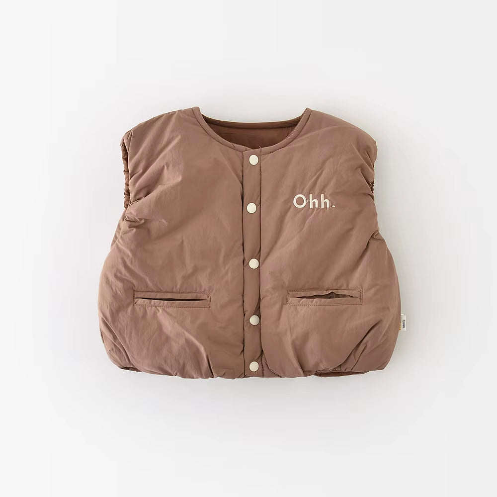 New Winter Baby Vest 6M-3T Thicken Letter Toddler Girls Waistcoat Simple Warm Infant Fleece Padded Coat