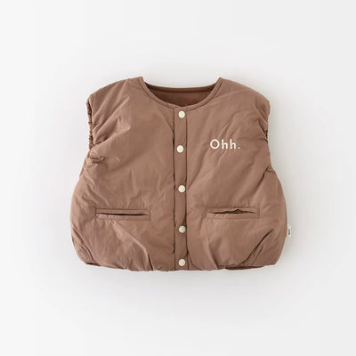 New Winter Baby Vest 6M-3T Thicken Letter Toddler Girls Waistcoat Simple Warm Infant Fleece Padded Coat