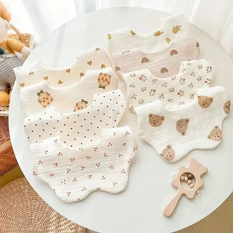 3PCS Cotton Gauze Baby Feeding Bibs Summer Soft Petal Infants Print Saliva Towel Newborn Toddler Burp Cloth Kids Bib