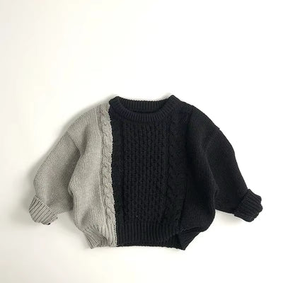 New Autumn Kid'S Sweater 1-6Y Boys Trendy Patchwork Sweater Girls Knitted Pullover Children'S Loose Knitwear