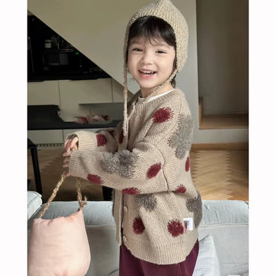 Christmas Girls Cardigan Autumn Winter Contrasting Jacket Kids Knitted Children Sweater Thickened Tops Baby Outerwear Clothes